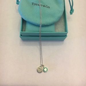 Tiffany blue double circle pendant necklace